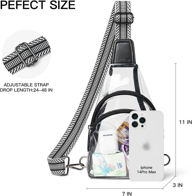 LATMAP Clear bags Stadium Approved Crossbody Sling Bag Fanny Pack Backpack Purses for Women Men Belt bag for stadium events - Image 3